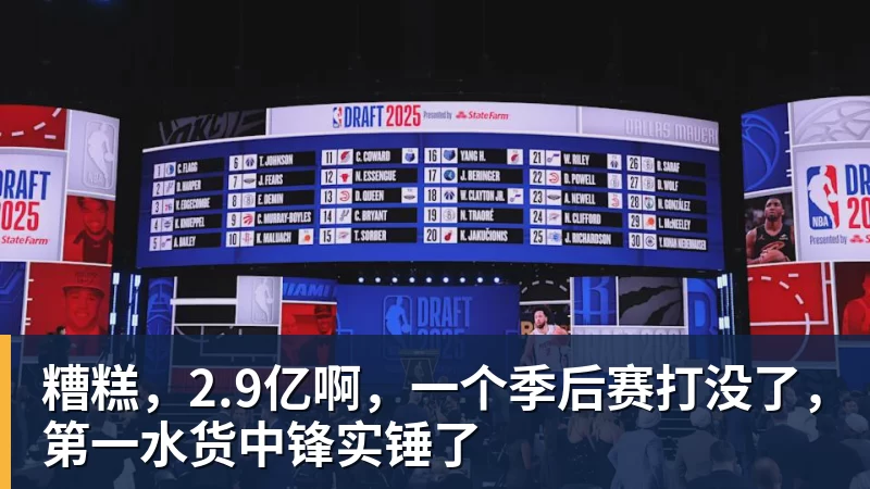 糟糕，2.9亿啊，一个季后赛打没了，第一水货中锋实锤了